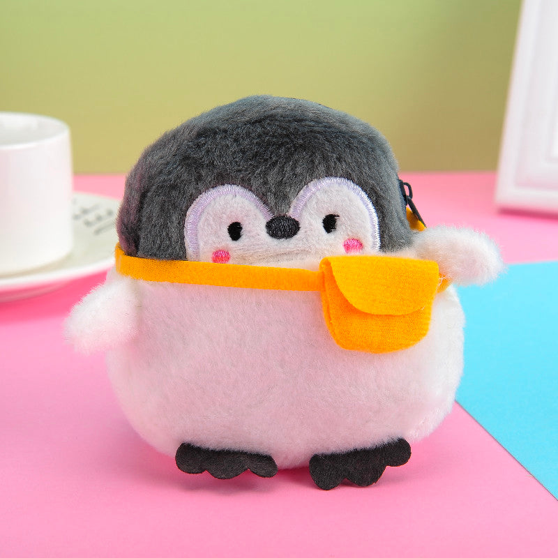 Dompet Kecil Koin Bulu Lembut Penguin Sekolah