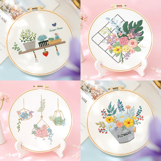 Set Sulam Tangan Pola Pemula Lukisan Hand Embroidery Stater Kit seri D