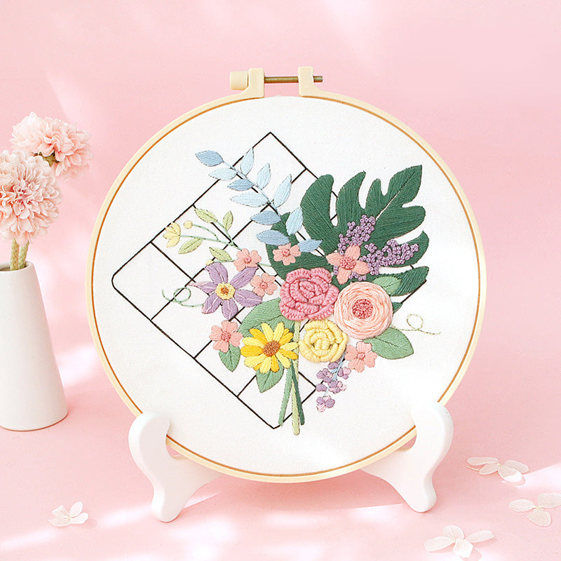 Set Sulam Tangan Pola Pemula Lukisan Hand Embroidery Stater Kit seri D