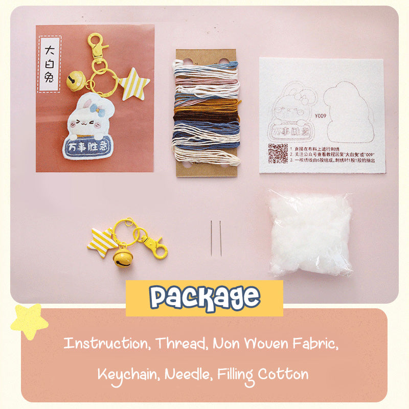 DIY Set Gantungan Kunci Sulam Couple Keychain Pendant Embroidery Kit