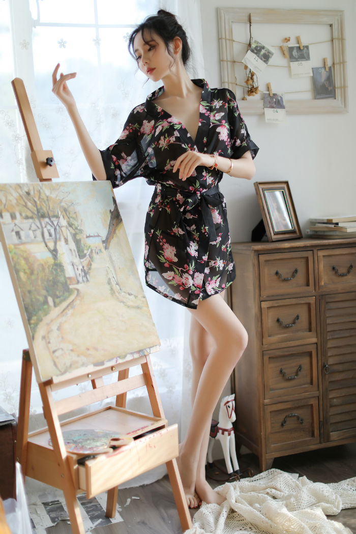 Lingerie Robe Flower Pattern SUX051