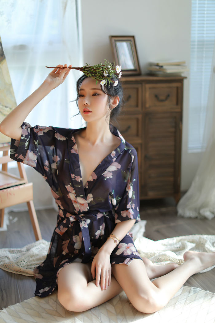 Lingerie Robe Flower Pattern SUX051