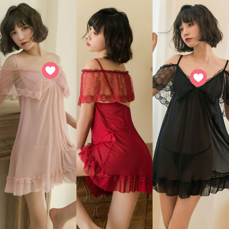 Lingerie Babydoll Lace Upper Open Shoulder SUB608