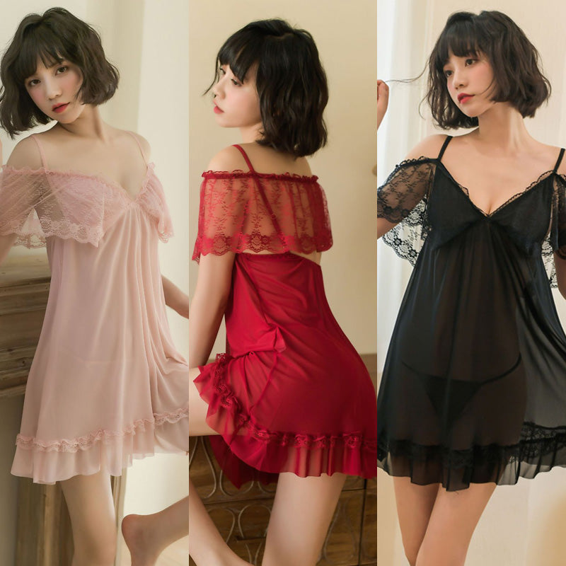Lingerie Babydoll Lace Upper Open Shoulder SUB608