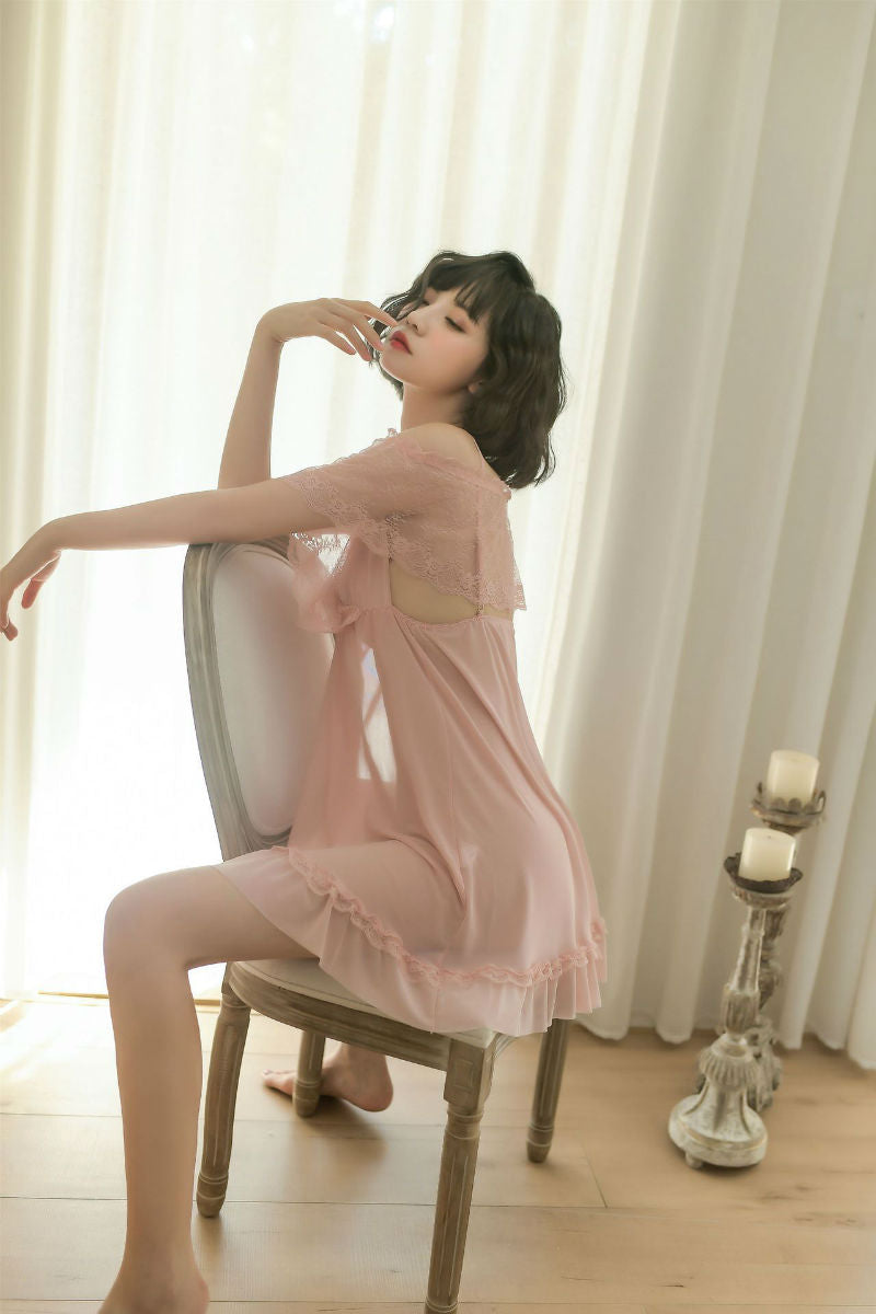 Lingerie Babydoll Lace Upper Open Shoulder SUB608