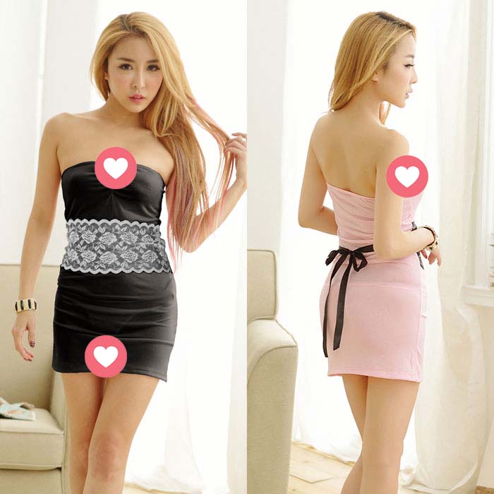 Lingerie Chemise Two Tones Lace Waist Strapless