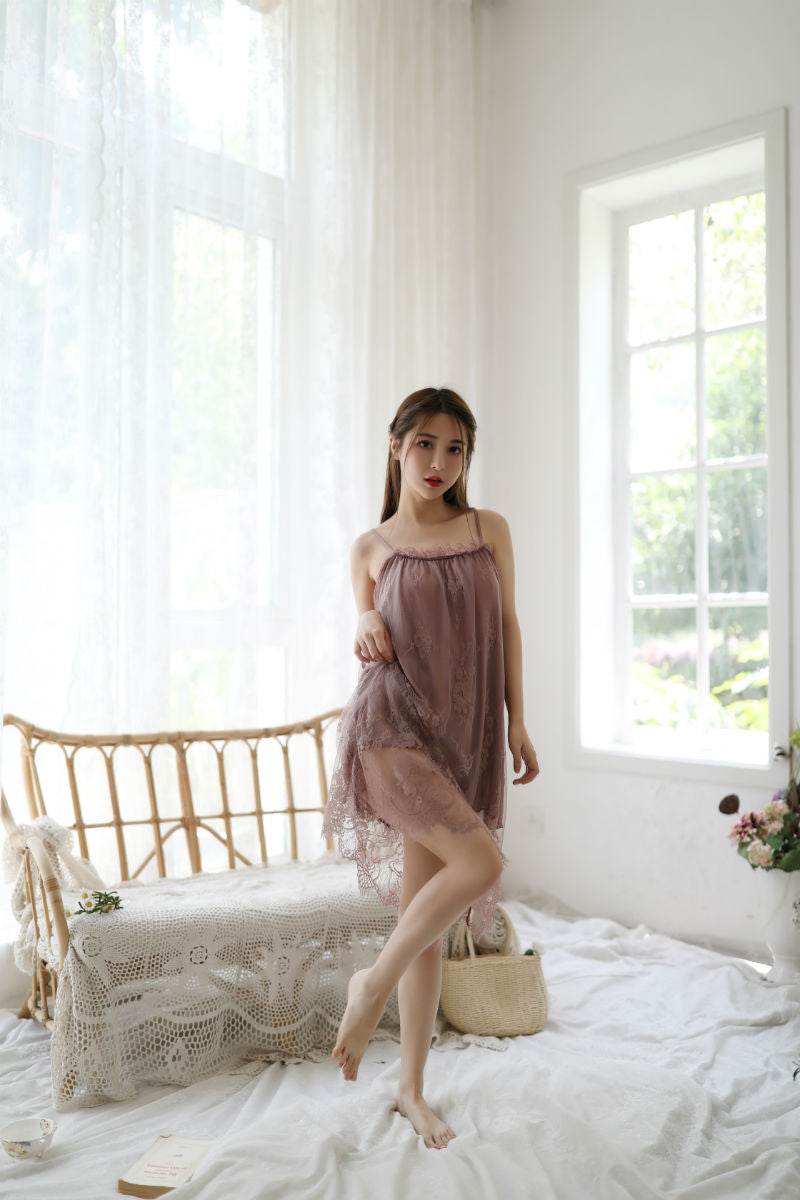 Lingerie Babydoll Long Dual Layered Lace SUX060