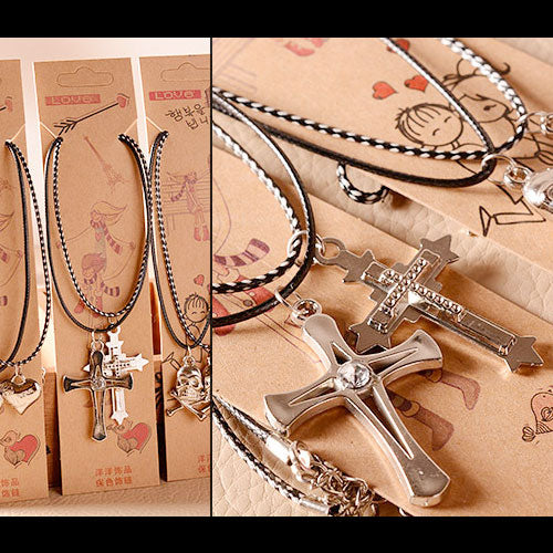 Black White Strap Couple Necklace