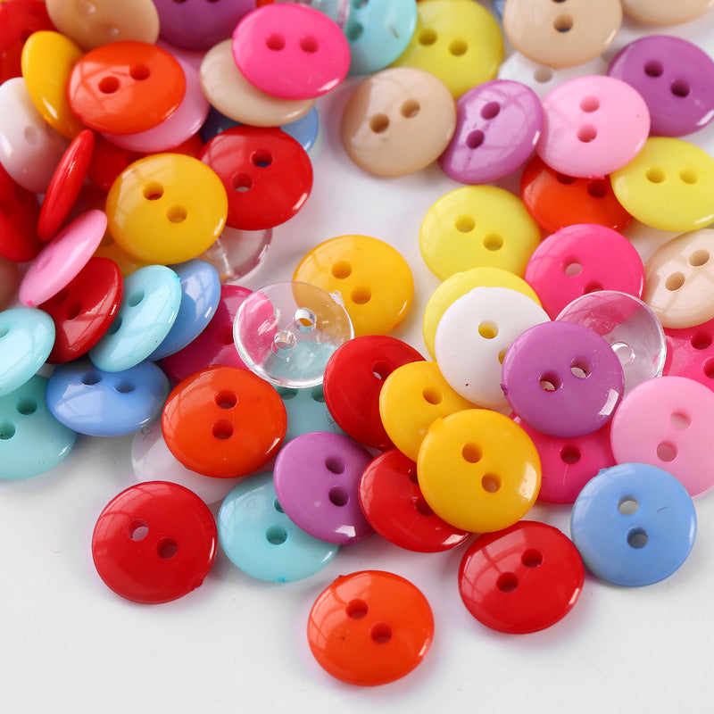 Kancing Akrilik Bundar Warna Warni 50 Pcs