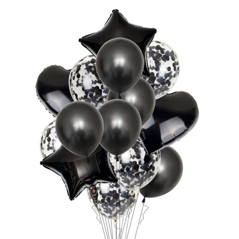 Balon Sequin Bintang Hati Warna Metalik Dekorasi Pesta 14 Pcs