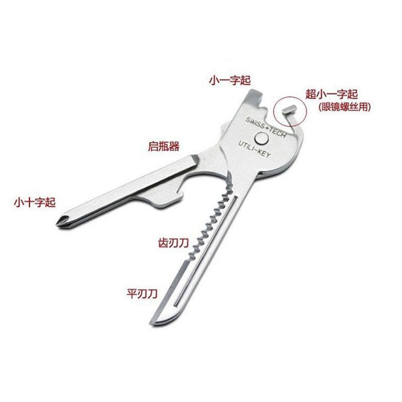 Swiss Tech 6 in 1 Utili Key Ring Multi Tool Folding Knife Pocket Kunci