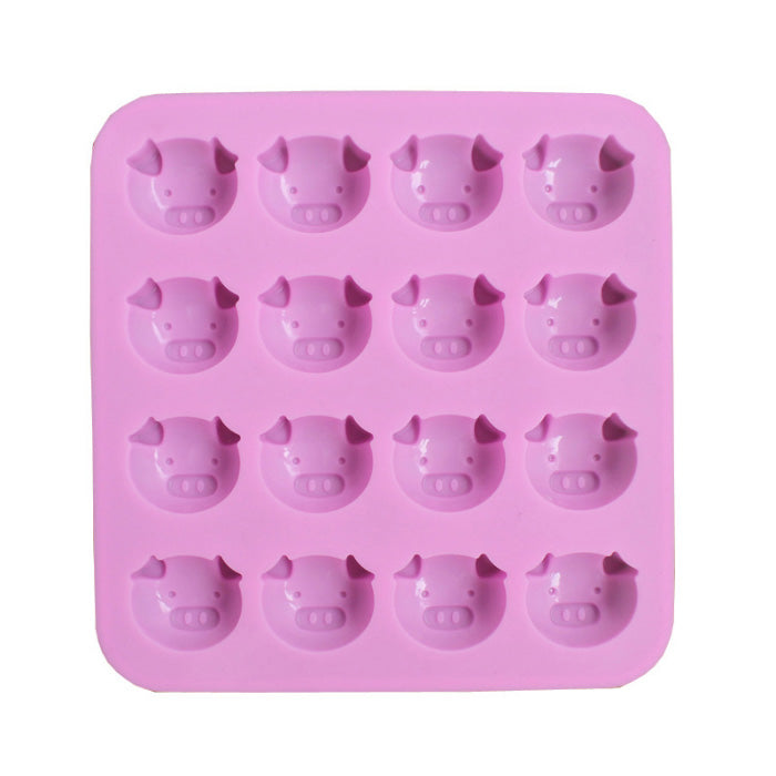 Cetakan Silikon Pudding Jelly Coklat Kue Bentuk 16 Kepala Babi