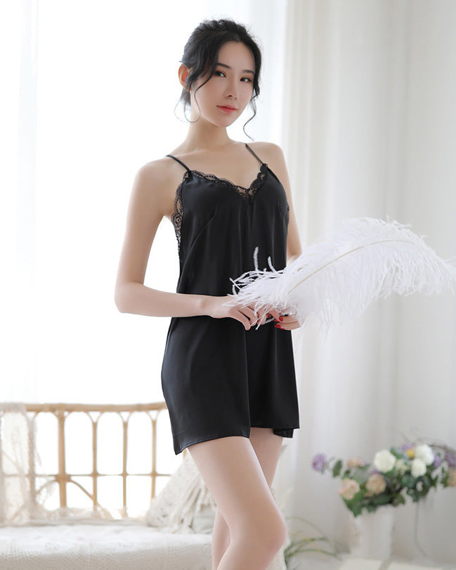 Lingerie Babydoll Lace Top X Back Straps and Lace Back ZU2021