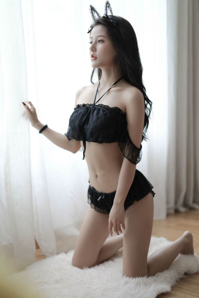 Lingerie Two Pieces Lace Halter Neck ZU9027