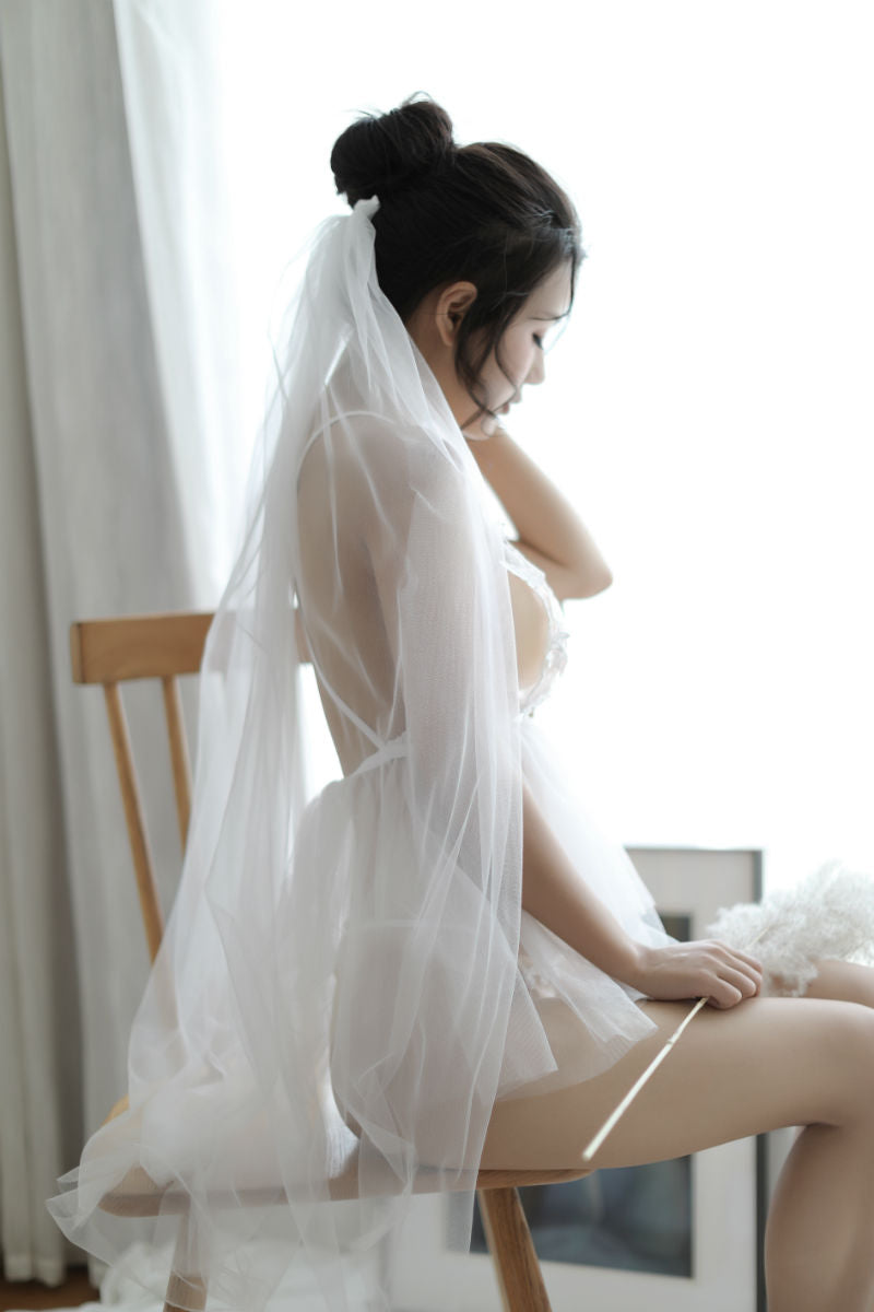 Lingerie Costume Bride Babydoll Layered X Back ZU9091