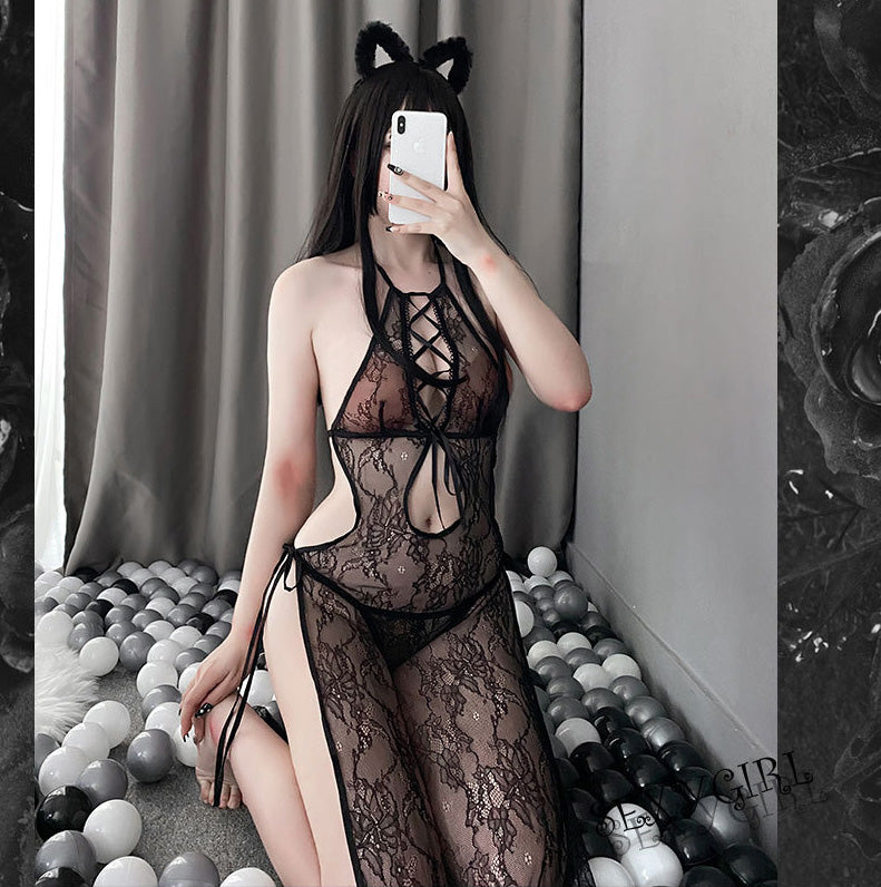 Lingerie Babydoll Long Strings Chest Open Belly and Back ZU9185