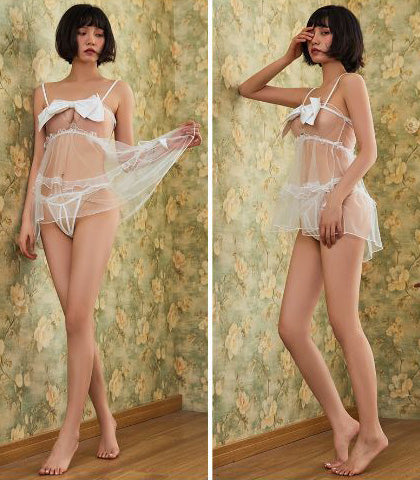 Lingerie Babydoll Bow Knot Chest Sheer ZUW078