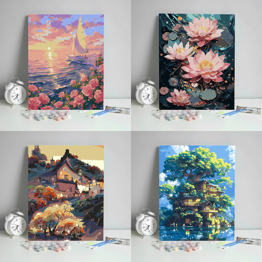 [40x50] Canvas Paint By Number Kit Digital Oil Painting DIY Lukisan Seri B