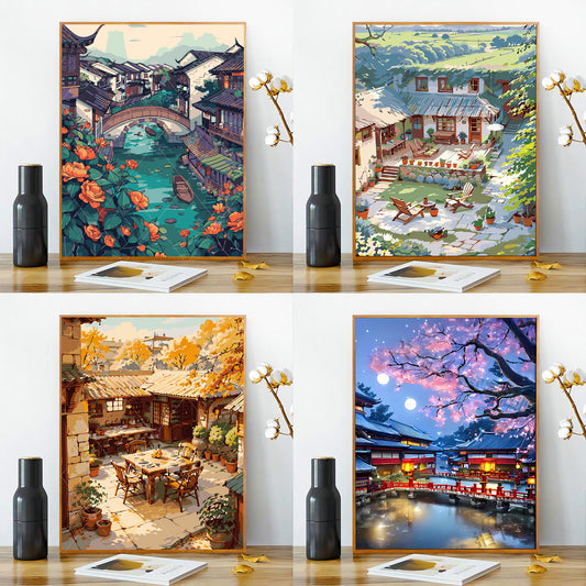 [40x50] Canvas Paint By Number Kit Digital Oil Painting DIY Lukisan Seri D