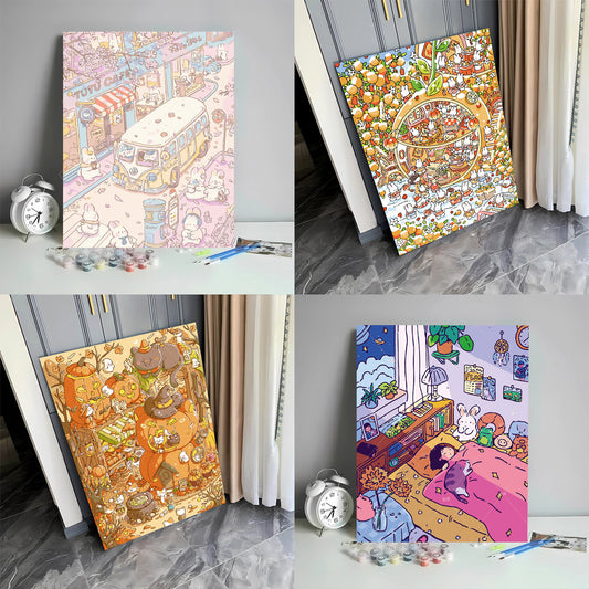 [40x50] Canvas Paint By Number Kit Digital Oil Painting DIY Lukisan Seri H