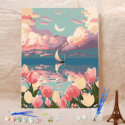 Canvas Paint By Number Kit Digital Oil Painting DIY Lukisan 40 x 50 Seri B