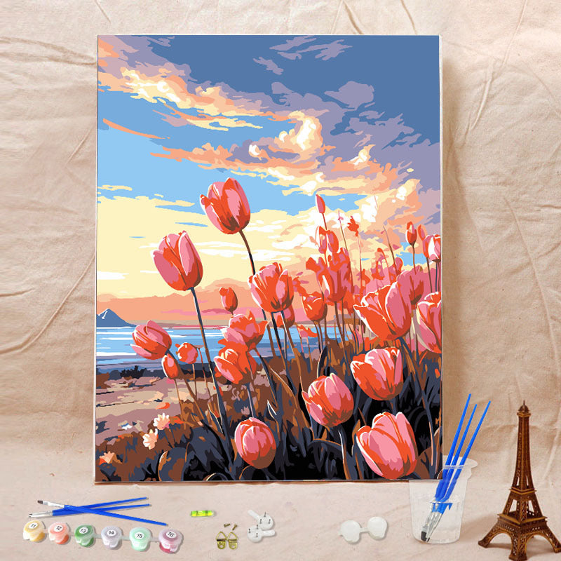 Canvas Paint By Number Kit Digital Oil Painting DIY Lukisan 40 x 50 Seri B