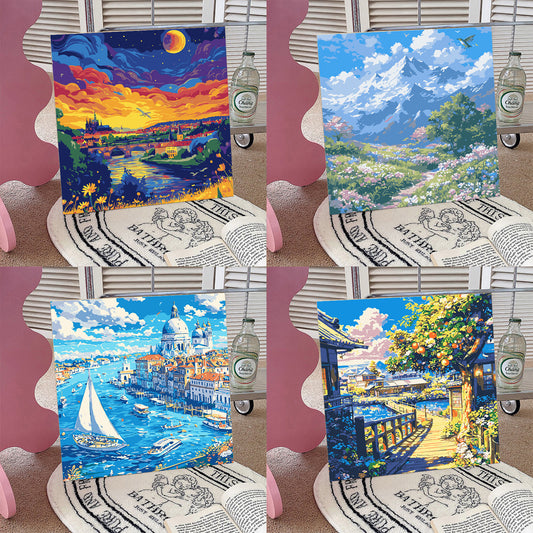 [20x20] Paint By Number Painting By Numbers Kit DIY Digital Oil Lukisan Canvas Seri Scenery 2