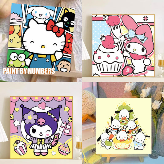 [20x20] Paint By Number Painting By Numbers Kit DIY Digital Oil Lukisan Canvas Seri Sanrio 2
