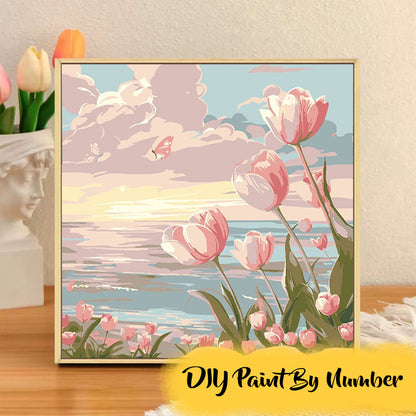 [20x20] Paint By Number Painting By Numbers Kit DIY Digital Oil Lukisan Canvas Seri Flower
