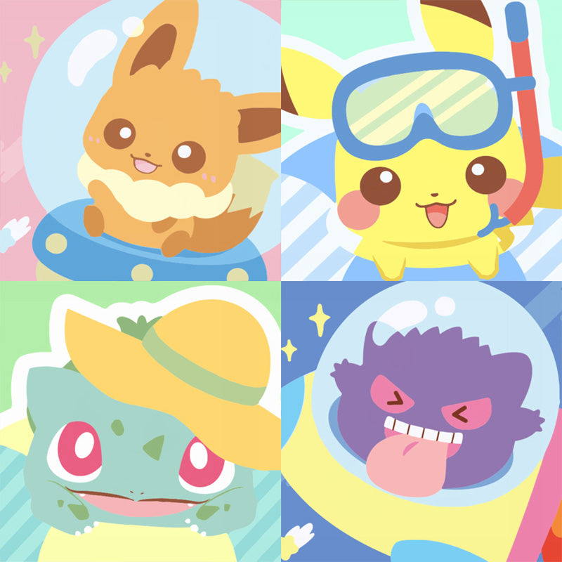 [20x20] Paint By Number Painting By Numbers Kit DIY Digital Oil Lukisan Canvas Seri Pokemon