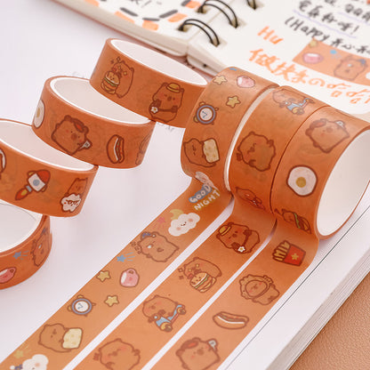 Washi Tape Roll Selotip Karakter Capybara Lucu Isolasi DIY Scrapbook