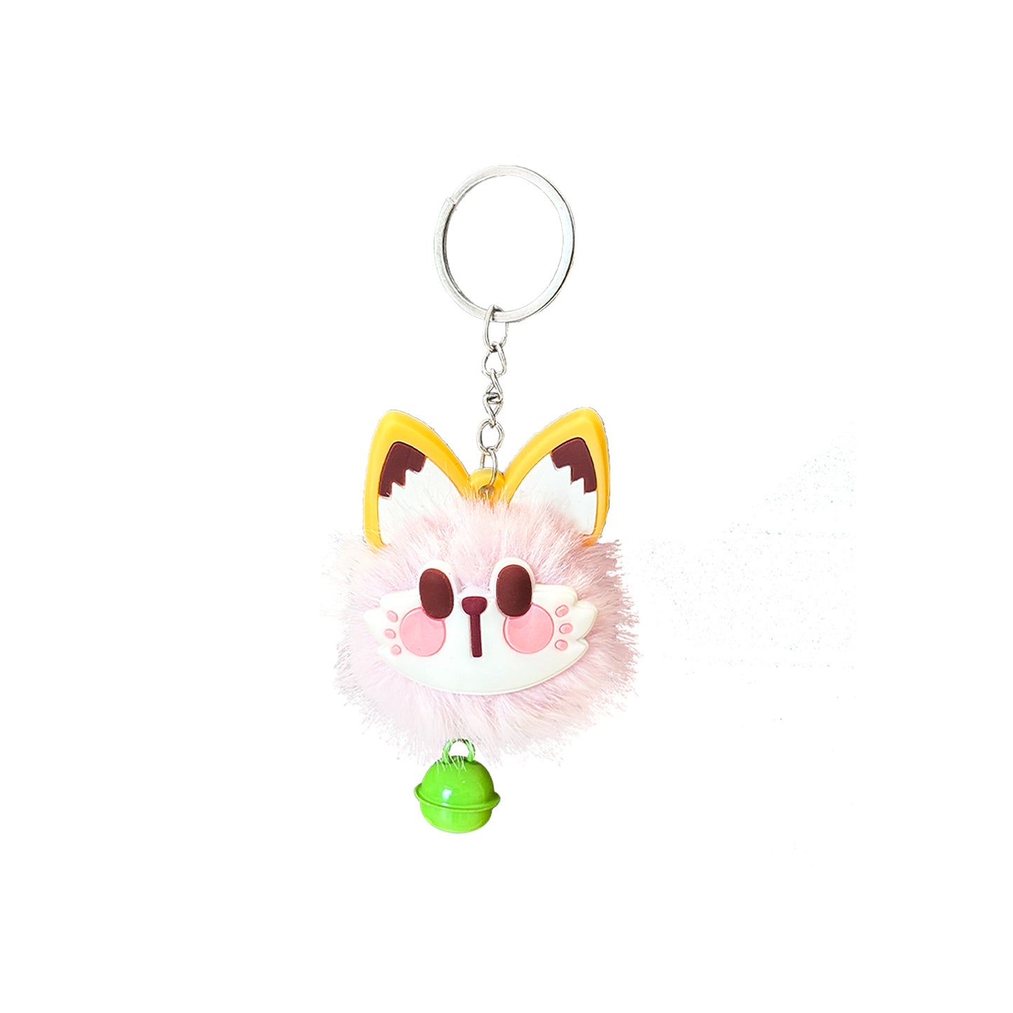 Gantungan Tas Kunci Boneka Kucing Rubah Bulu Pom Pom Lucu Lonceng Bagcharm Fox Cat Keychain