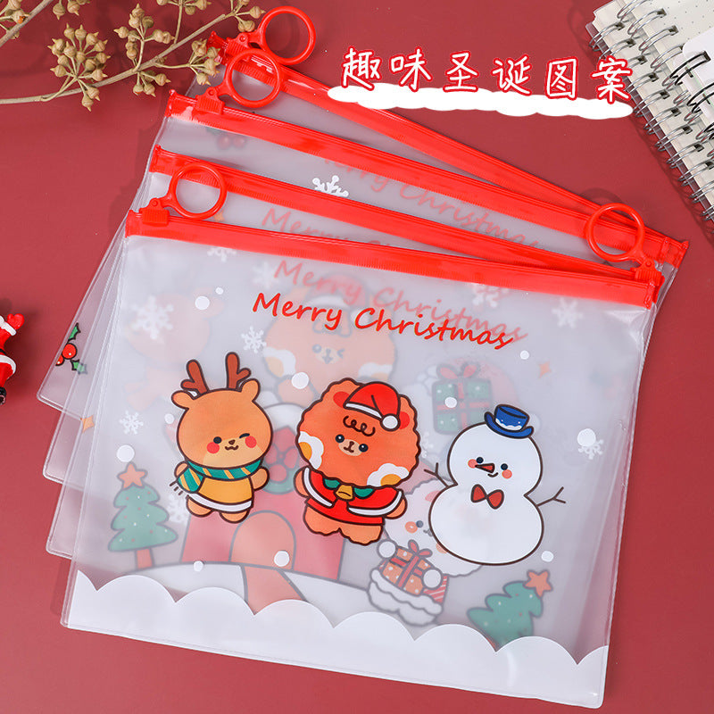 Zipper Bag Zip Lock Map A5 Waterproof Motif Natal Santa Karakter Lucu Transparan DCA0394