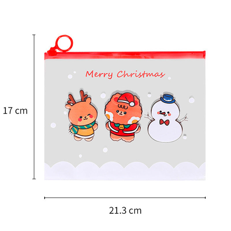 Zipper Bag Zip Lock Map A5 Waterproof Motif Natal Santa Karakter Lucu Transparan DCA0394