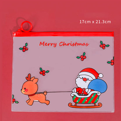 Zipper Bag Zip Lock Map A5 Waterproof Motif Natal Santa Karakter Lucu Transparan DCA0394