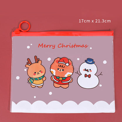 Zipper Bag Zip Lock Map A5 Waterproof Motif Natal Santa Karakter Lucu Transparan DCA0394