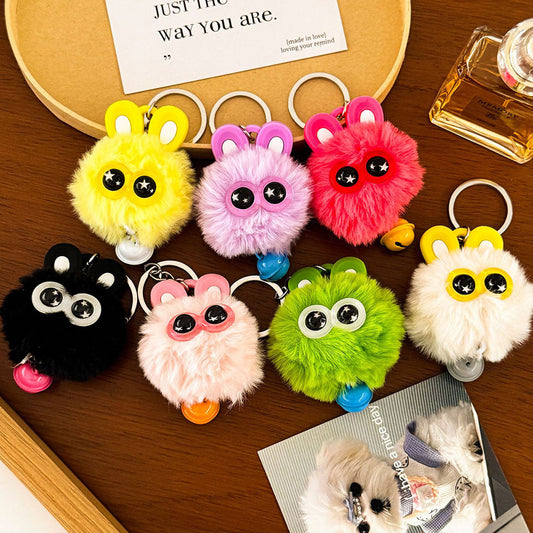 Gantungan Kunci Tas Fluffy Lucu Kelinci Pom Pom Lonceng Bulu Rabbit Bell Bag Keychain DCA1004