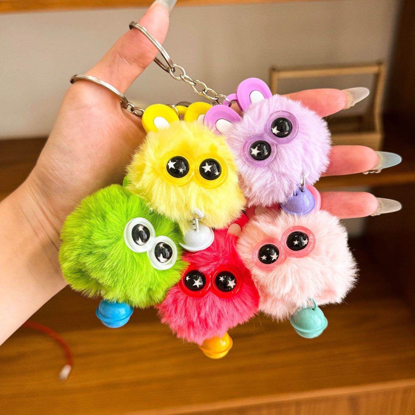 Gantungan Kunci Tas Fluffy Lucu Kelinci Pom Pom Lonceng Bulu Rabbit Bell Bag Keychain DCA1004