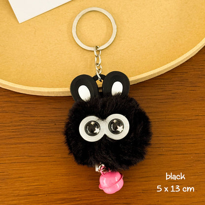 Gantungan Kunci Tas Fluffy Lucu Kelinci Pom Pom Lonceng Bulu Rabbit Bell Bag Keychain DCA1004