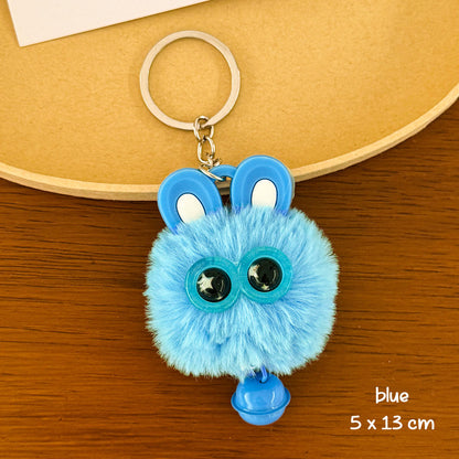 Gantungan Kunci Tas Fluffy Lucu Kelinci Pom Pom Lonceng Bulu Rabbit Bell Bag Keychain DCA1004