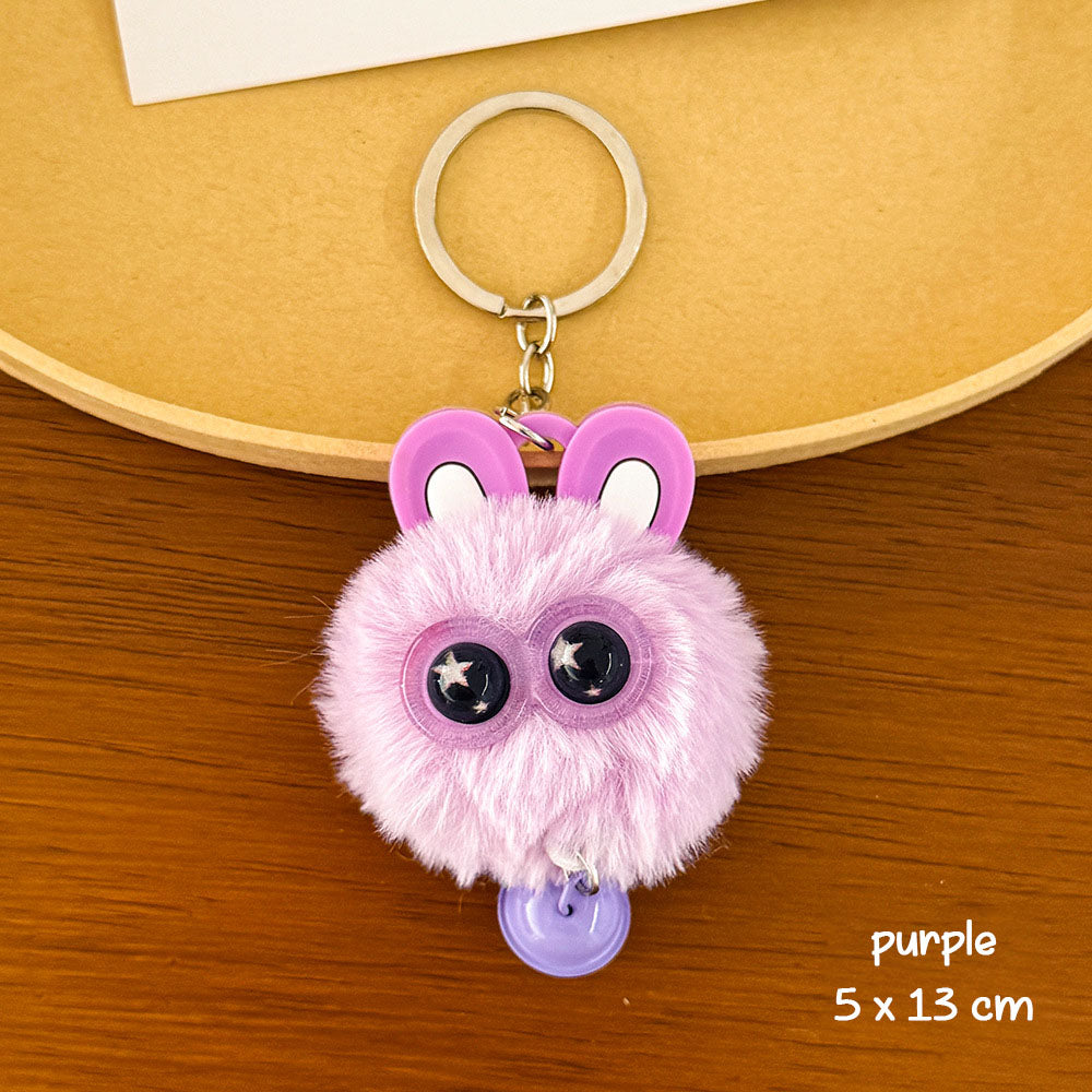 Gantungan Kunci Tas Fluffy Lucu Kelinci Pom Pom Lonceng Bulu Rabbit Bell Bag Keychain DCA1004