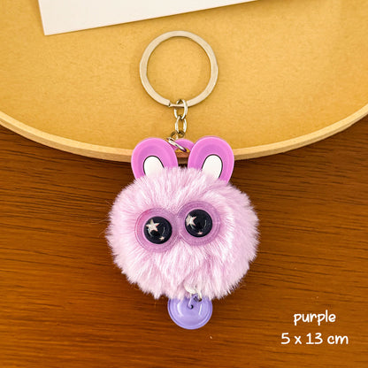 Gantungan Kunci Tas Fluffy Lucu Kelinci Pom Pom Lonceng Bulu Rabbit Bell Bag Keychain DCA1004