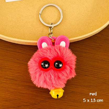 Gantungan Kunci Tas Fluffy Lucu Kelinci Pom Pom Lonceng Bulu Rabbit Bell Bag Keychain DCA1004