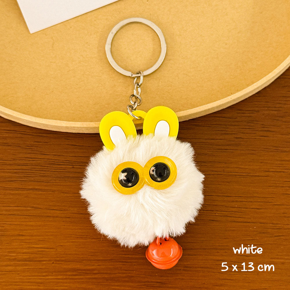 Gantungan Kunci Tas Fluffy Lucu Kelinci Pom Pom Lonceng Bulu Rabbit Bell Bag Keychain DCA1004