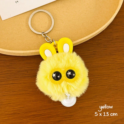 Gantungan Kunci Tas Fluffy Lucu Kelinci Pom Pom Lonceng Bulu Rabbit Bell Bag Keychain DCA1004