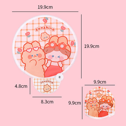 Kipas Tangan Lipat Bulat Tas Mini Folding Fan Portable Karakter Lucu