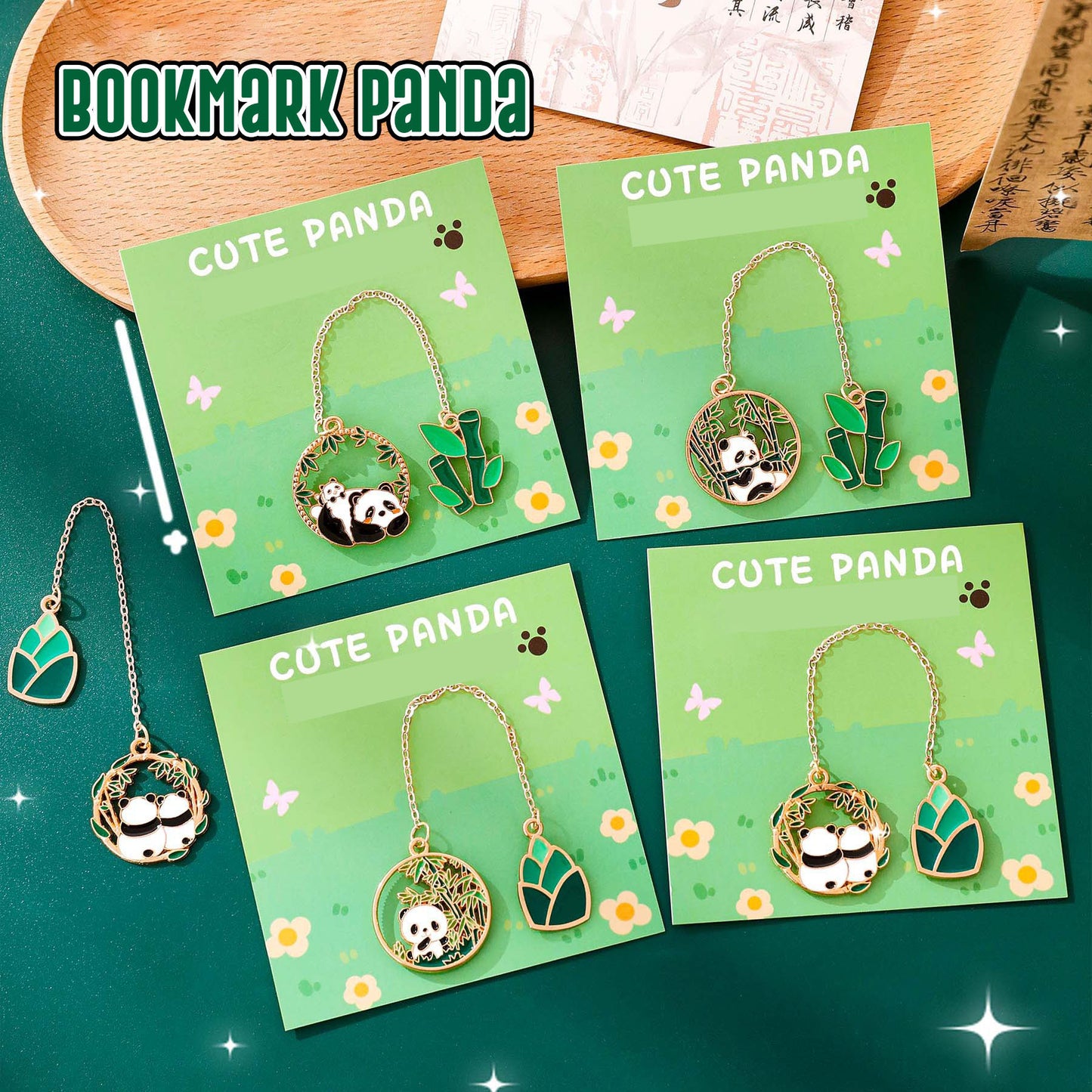 Pembatas Buku Gaya Korea Paper Clip Liontin Metal 4 Musim Souvenir Stationery