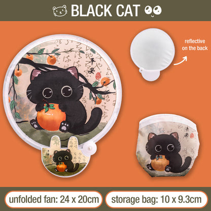 Kipas Tangan Lipat Bulat Tas Mini Folding Fan Portable Karakter Lucu