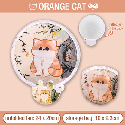 Kipas Tangan Lipat Bulat Tas Mini Folding Fan Portable Karakter Lucu