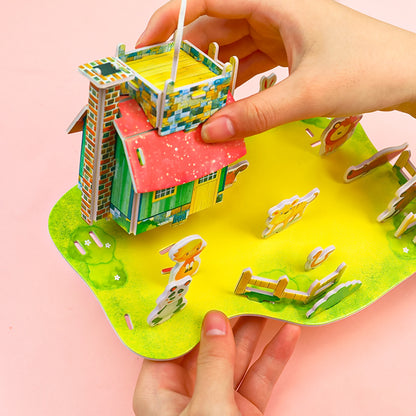 Puzzle DIY 3D Castle Farm Zoo Foam Mainan Edukasi Anak